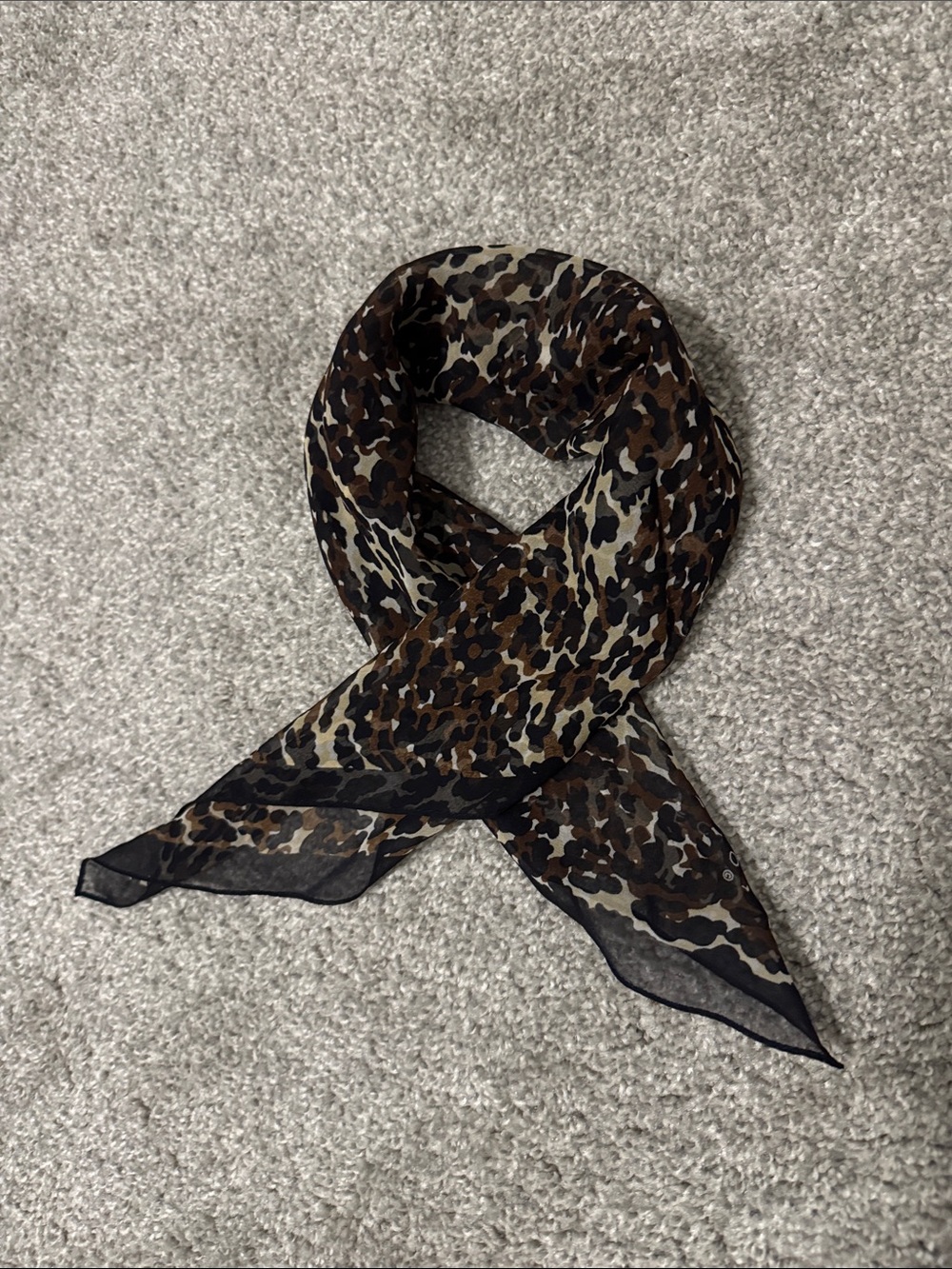 Echo Leopard Print Silk Scarf in Brown, Black, Cream
